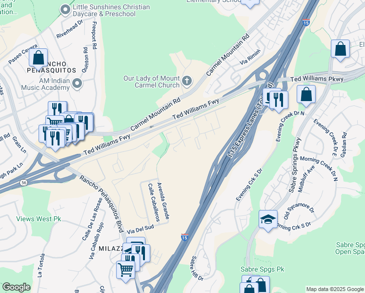 map of restaurants, bars, coffee shops, grocery stores, and more near in San Diego