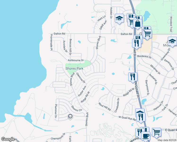 map of restaurants, bars, coffee shops, grocery stores, and more near 2050 Belfry Court in Rockwall