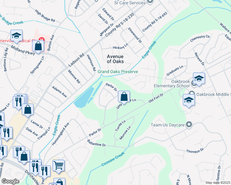 map of restaurants, bars, coffee shops, grocery stores, and more near 9102 Parlor Drive in Ladson