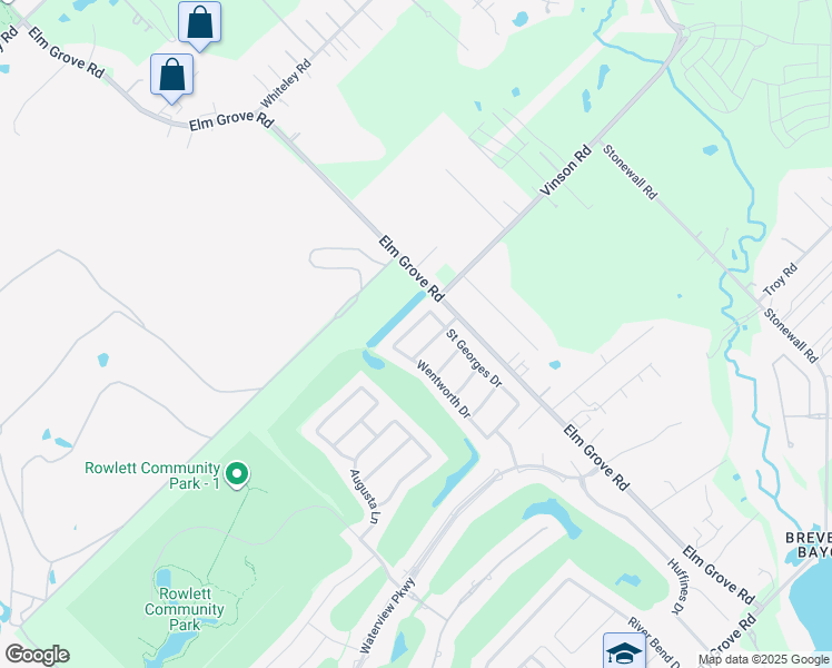 map of restaurants, bars, coffee shops, grocery stores, and more near 10513 Wentworth Drive in Rowlett