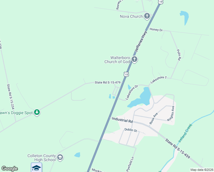 map of restaurants, bars, coffee shops, grocery stores, and more near 163 Winchester Road in Walterboro