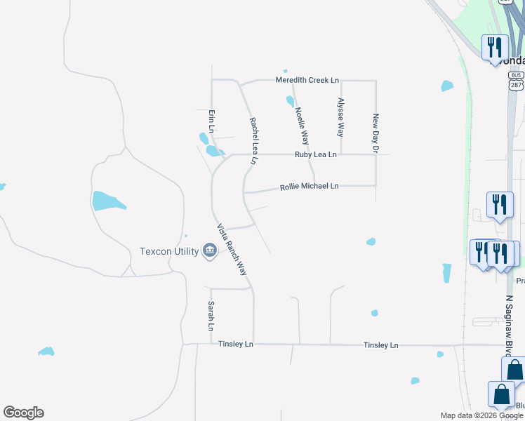 map of restaurants, bars, coffee shops, grocery stores, and more near 12012 Rachel Lea Lane in Fort Worth