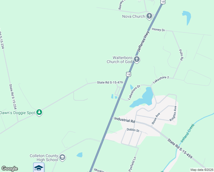map of restaurants, bars, coffee shops, grocery stores, and more near 163 Winchester Road in Walterboro