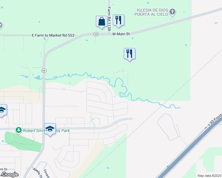 map of restaurants, bars, coffee shops, grocery stores, and more near 3253 Everly Drive in Fate