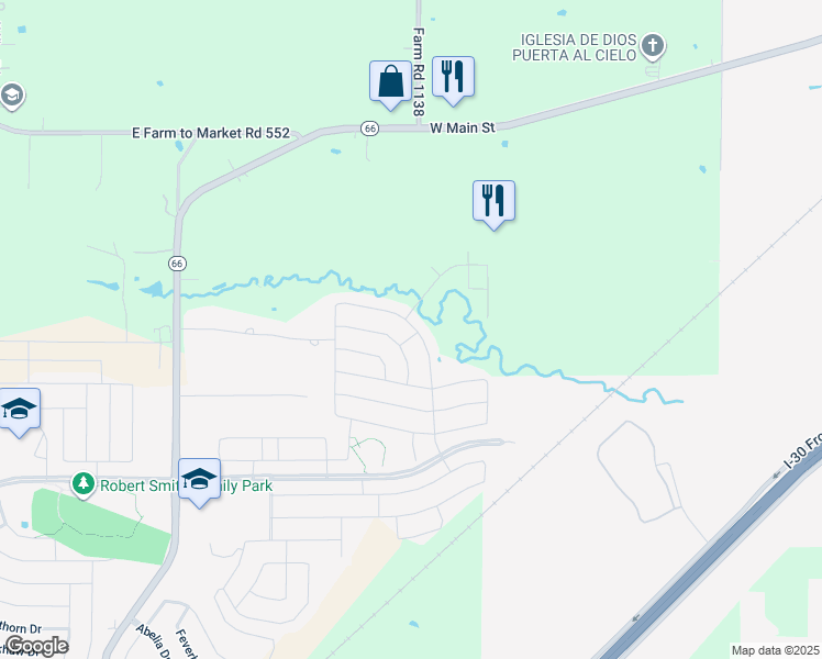 map of restaurants, bars, coffee shops, grocery stores, and more near 3253 Everly Drive in Fate