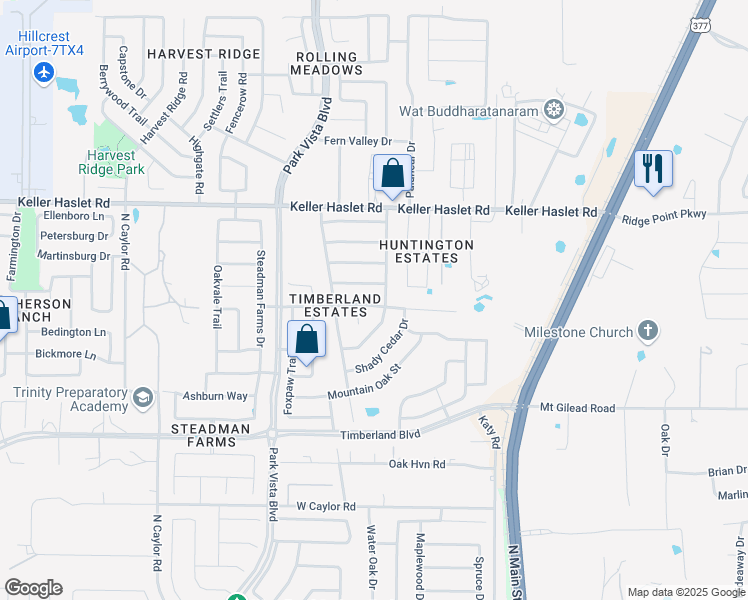 map of restaurants, bars, coffee shops, grocery stores, and more near 4537 Pangolin Drive in Fort Worth