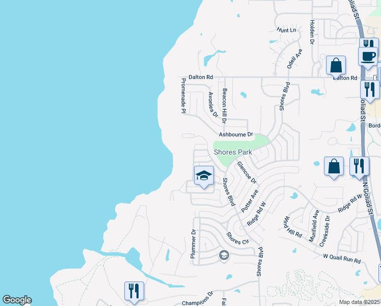 map of restaurants, bars, coffee shops, grocery stores, and more near 2645 Desert Falls Lane in Rockwall