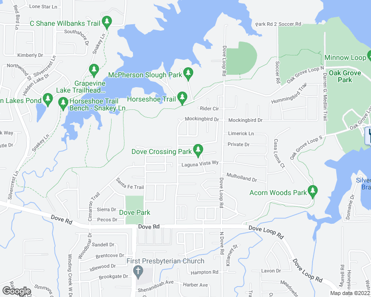 map of restaurants, bars, coffee shops, grocery stores, and more near 1441 Thistlewood Lane in Grapevine