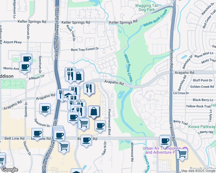 map of restaurants, bars, coffee shops, grocery stores, and more near in Dallas