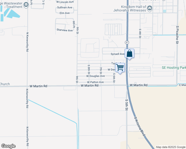 map of restaurants, bars, coffee shops, grocery stores, and more near 725 West Dewey Avenue in Coolidge