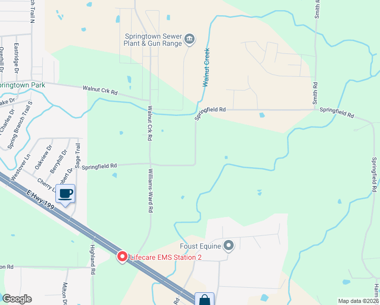 map of restaurants, bars, coffee shops, grocery stores, and more near 641 Springfield Road in Springtown