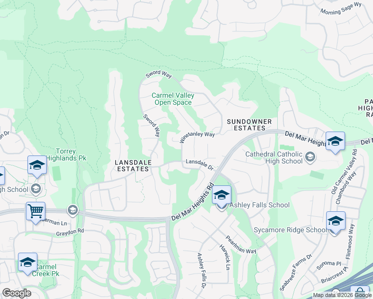 map of restaurants, bars, coffee shops, grocery stores, and more near 13358 Wyngate Point in San Diego