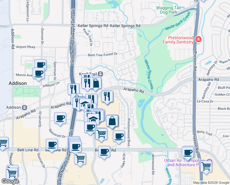 map of restaurants, bars, coffee shops, grocery stores, and more near in Dallas