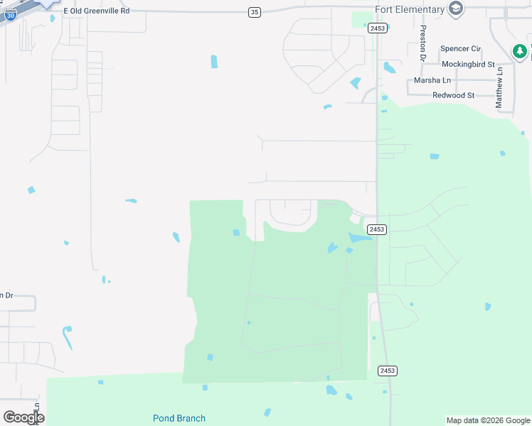 map of restaurants, bars, coffee shops, grocery stores, and more near 2409 Perdenales Drive in Royse City