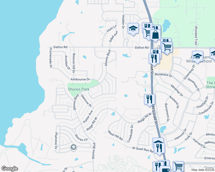 map of restaurants, bars, coffee shops, grocery stores, and more near 2065 Heather Glen Drive in Rockwall