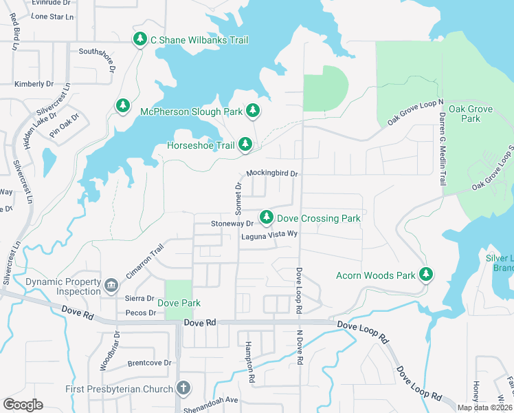map of restaurants, bars, coffee shops, grocery stores, and more near 1441 Thistlewood Lane in Grapevine