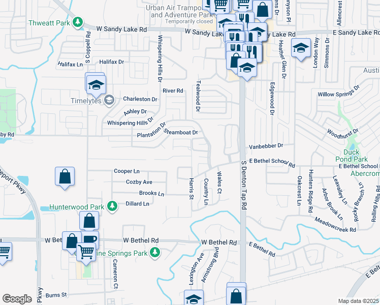 map of restaurants, bars, coffee shops, grocery stores, and more near 212 Carriage Court in Coppell