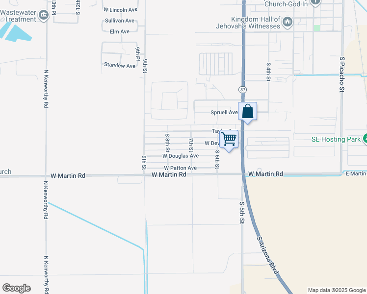 map of restaurants, bars, coffee shops, grocery stores, and more near 725 West Dewey Avenue in Coolidge