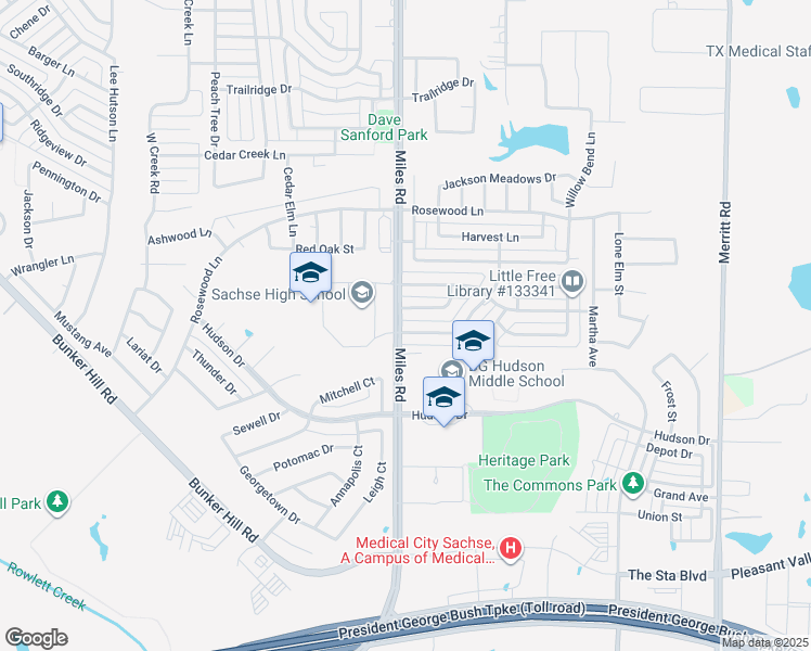 map of restaurants, bars, coffee shops, grocery stores, and more near 4301 Haverhill Lane in Sachse