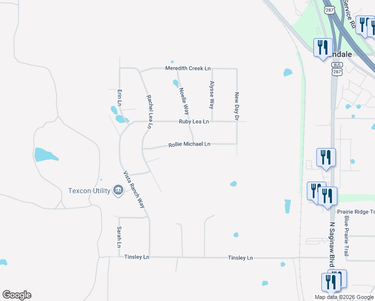 map of restaurants, bars, coffee shops, grocery stores, and more near 1228 Rollie Michael Lane in Fort Worth