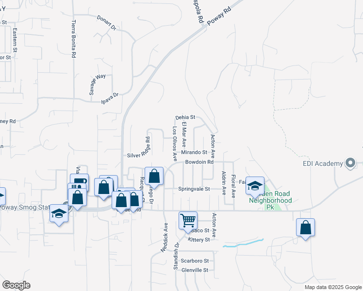 map of restaurants, bars, coffee shops, grocery stores, and more near 13516 El Mar Avenue in Poway