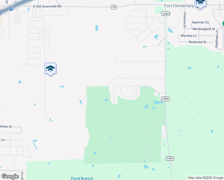 map of restaurants, bars, coffee shops, grocery stores, and more near 2409 Perdenales Drive in Royse City