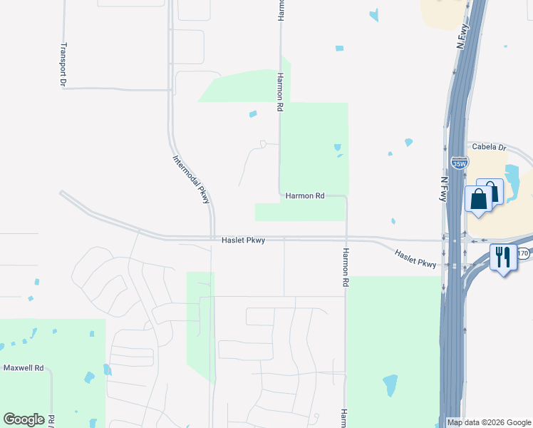 map of restaurants, bars, coffee shops, grocery stores, and more near 650 Harmon Road in Fort Worth