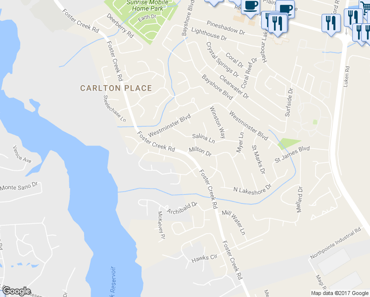 map of restaurants, bars, coffee shops, grocery stores, and more near 83 Milton Drive in Goose Creek