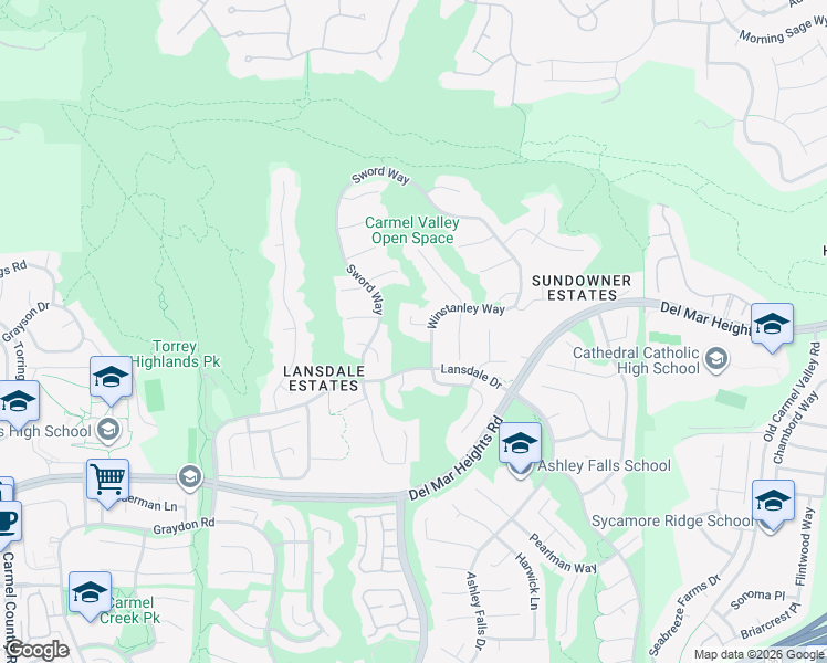 map of restaurants, bars, coffee shops, grocery stores, and more near 4883 Bayliss Court in San Diego