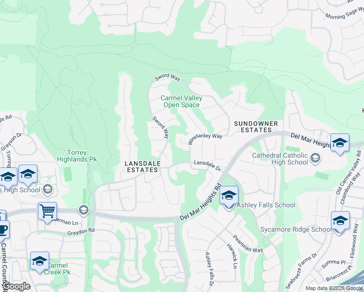 map of restaurants, bars, coffee shops, grocery stores, and more near 4883 Bayliss Court in San Diego