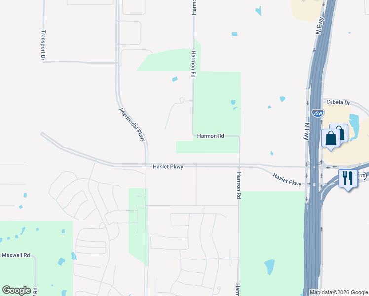 map of restaurants, bars, coffee shops, grocery stores, and more near 650 Harmon Road in Fort Worth