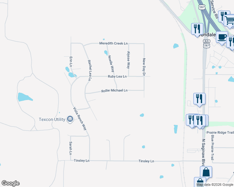 map of restaurants, bars, coffee shops, grocery stores, and more near 1228 Rollie Michael Lane in Fort Worth