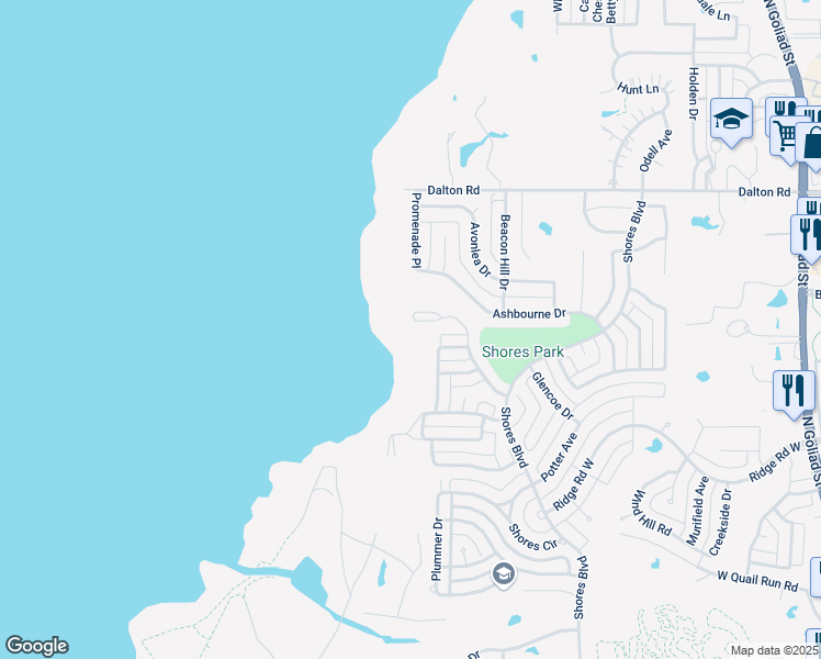 map of restaurants, bars, coffee shops, grocery stores, and more near 2645 Desert Falls Lane in Rockwall