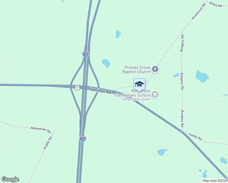 map of restaurants, bars, coffee shops, grocery stores, and more near 4560 Hamilton Road in LaGrange