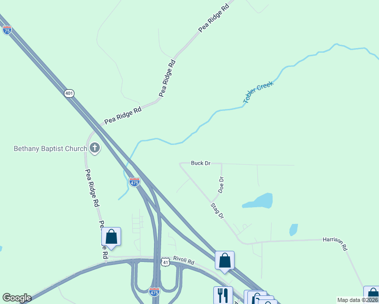 map of restaurants, bars, coffee shops, grocery stores, and more near 736 Buck Drive in Juliette
