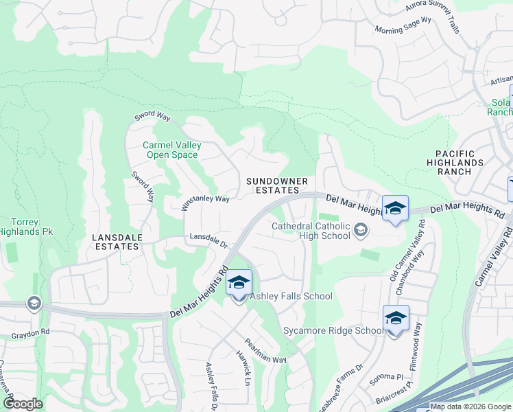 map of restaurants, bars, coffee shops, grocery stores, and more near 5050 Del Mar Heights Road in San Diego