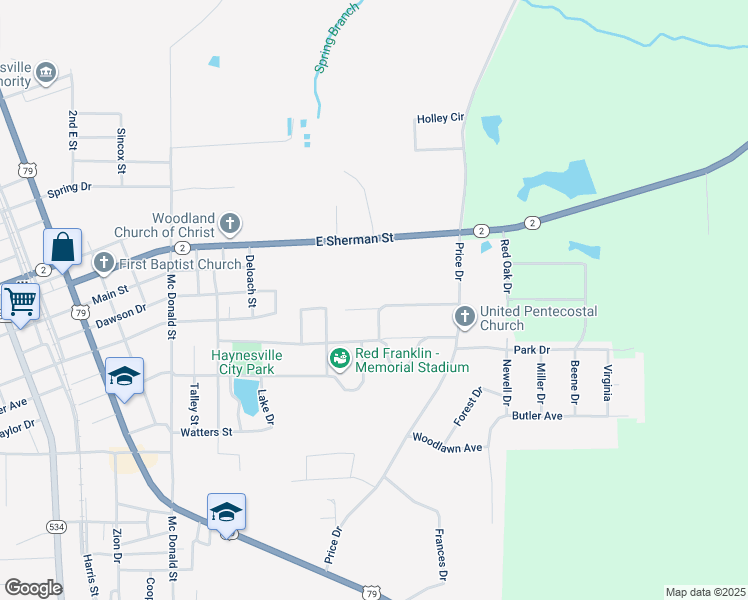 map of restaurants, bars, coffee shops, grocery stores, and more near 3076 Mitchiner Avenue in Haynesville