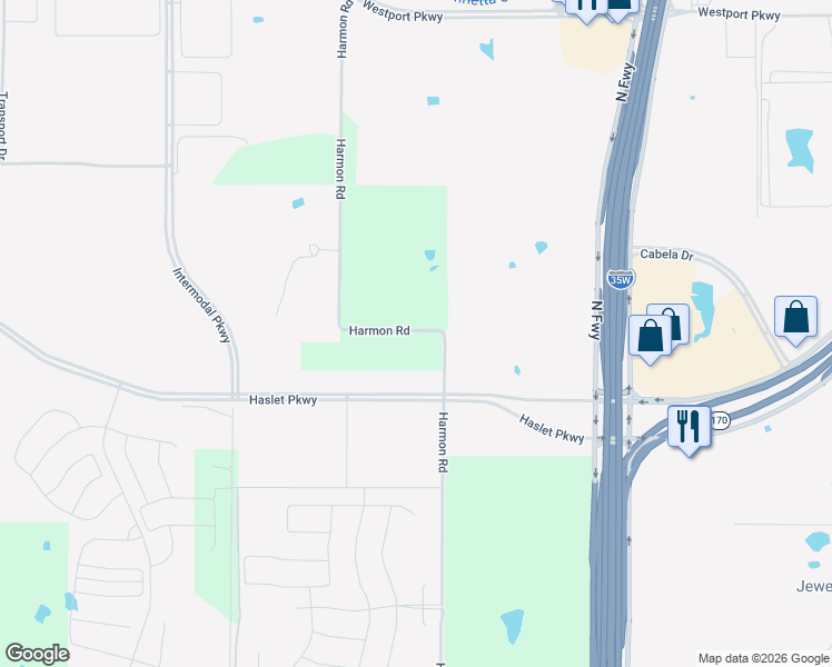map of restaurants, bars, coffee shops, grocery stores, and more near 745 Harmon Road in Fort Worth
