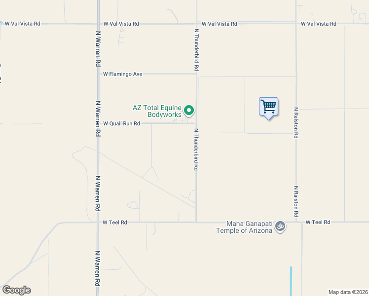 map of restaurants, bars, coffee shops, grocery stores, and more near 9136 North Thunderbird Road in Maricopa