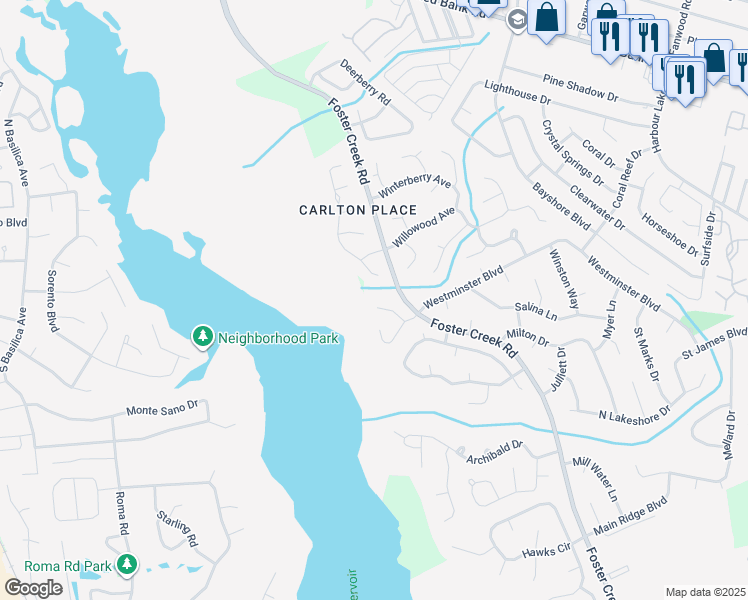 map of restaurants, bars, coffee shops, grocery stores, and more near 215 Castlewood Court in Hanahan