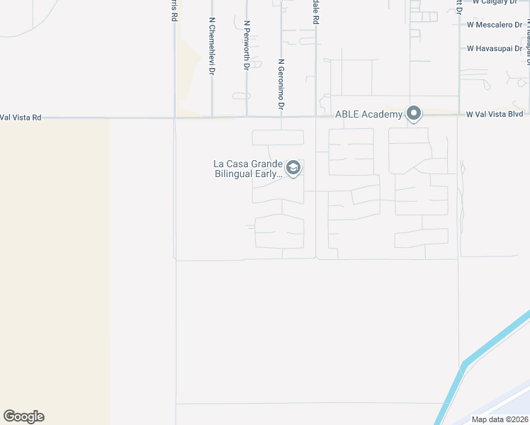 map of restaurants, bars, coffee shops, grocery stores, and more near 1278 West Descanso Canyon Drive in Casa Grande