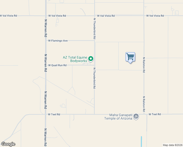 map of restaurants, bars, coffee shops, grocery stores, and more near 9136 North Thunderbird Road in Maricopa