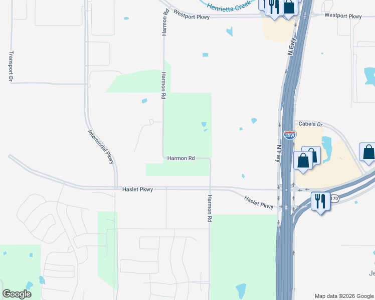 map of restaurants, bars, coffee shops, grocery stores, and more near 745 Harmon Road in Fort Worth