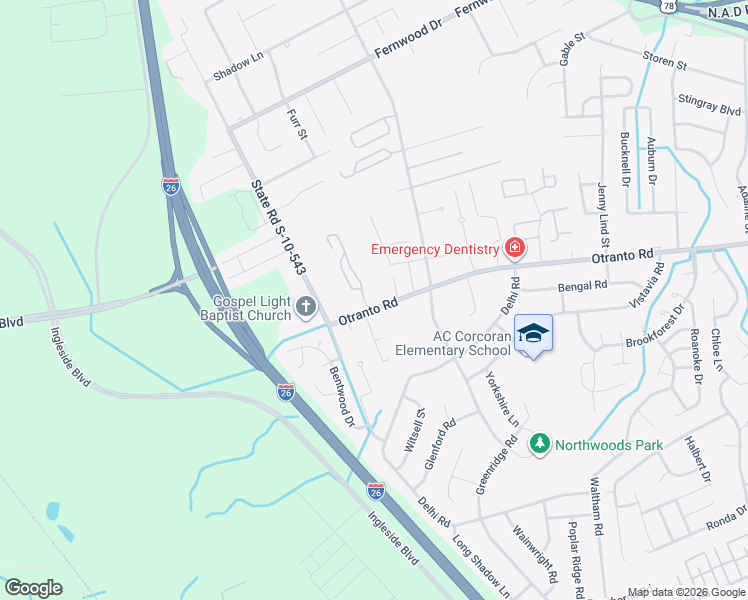 map of restaurants, bars, coffee shops, grocery stores, and more near 2861 Otranto Road in North Charleston