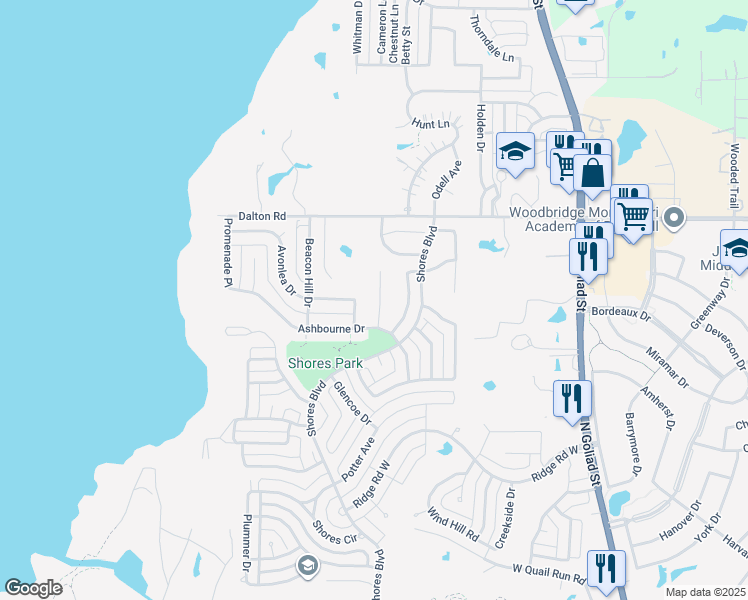 map of restaurants, bars, coffee shops, grocery stores, and more near 2661 Nova Park Court in Rockwall
