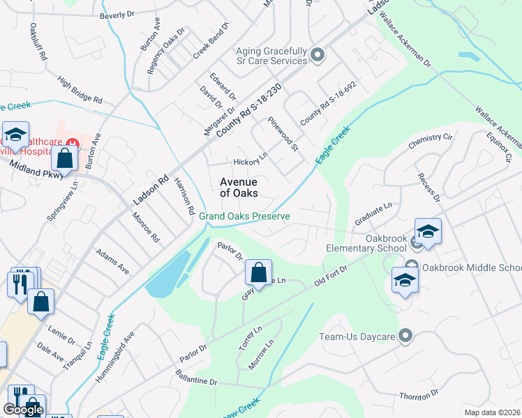 map of restaurants, bars, coffee shops, grocery stores, and more near 184 Grand Oaks Drive in Ladson