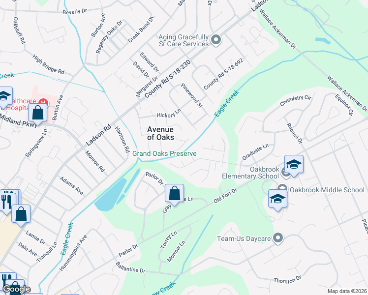 map of restaurants, bars, coffee shops, grocery stores, and more near 183 Grand Oaks Drive in Ladson