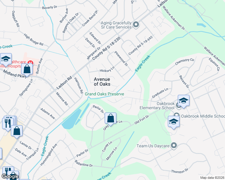 map of restaurants, bars, coffee shops, grocery stores, and more near 174 Grand Oaks Drive in Ladson