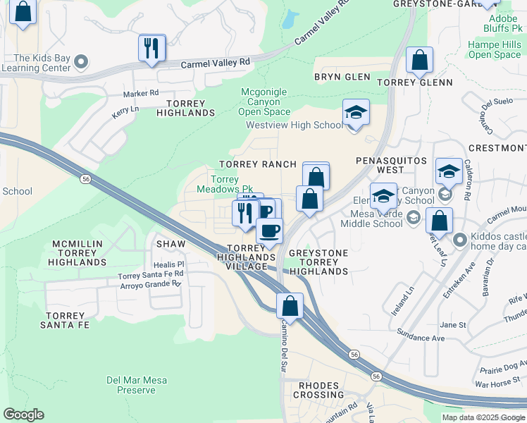 map of restaurants, bars, coffee shops, grocery stores, and more near in San Diego