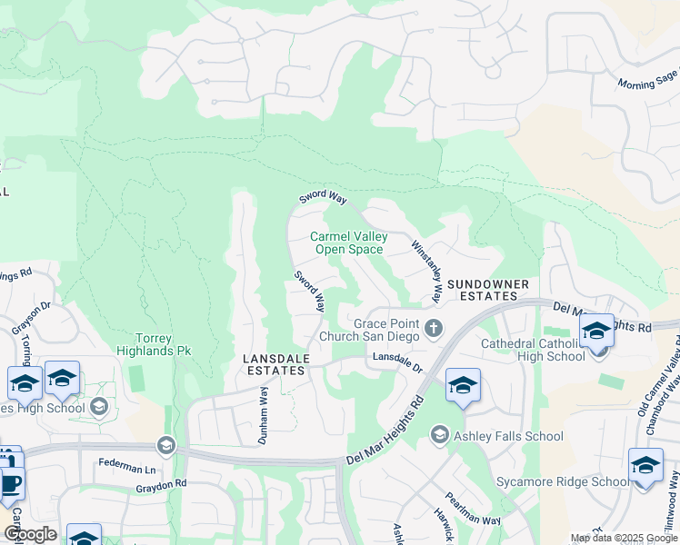 map of restaurants, bars, coffee shops, grocery stores, and more near 13420 Wyngate Point in San Diego
